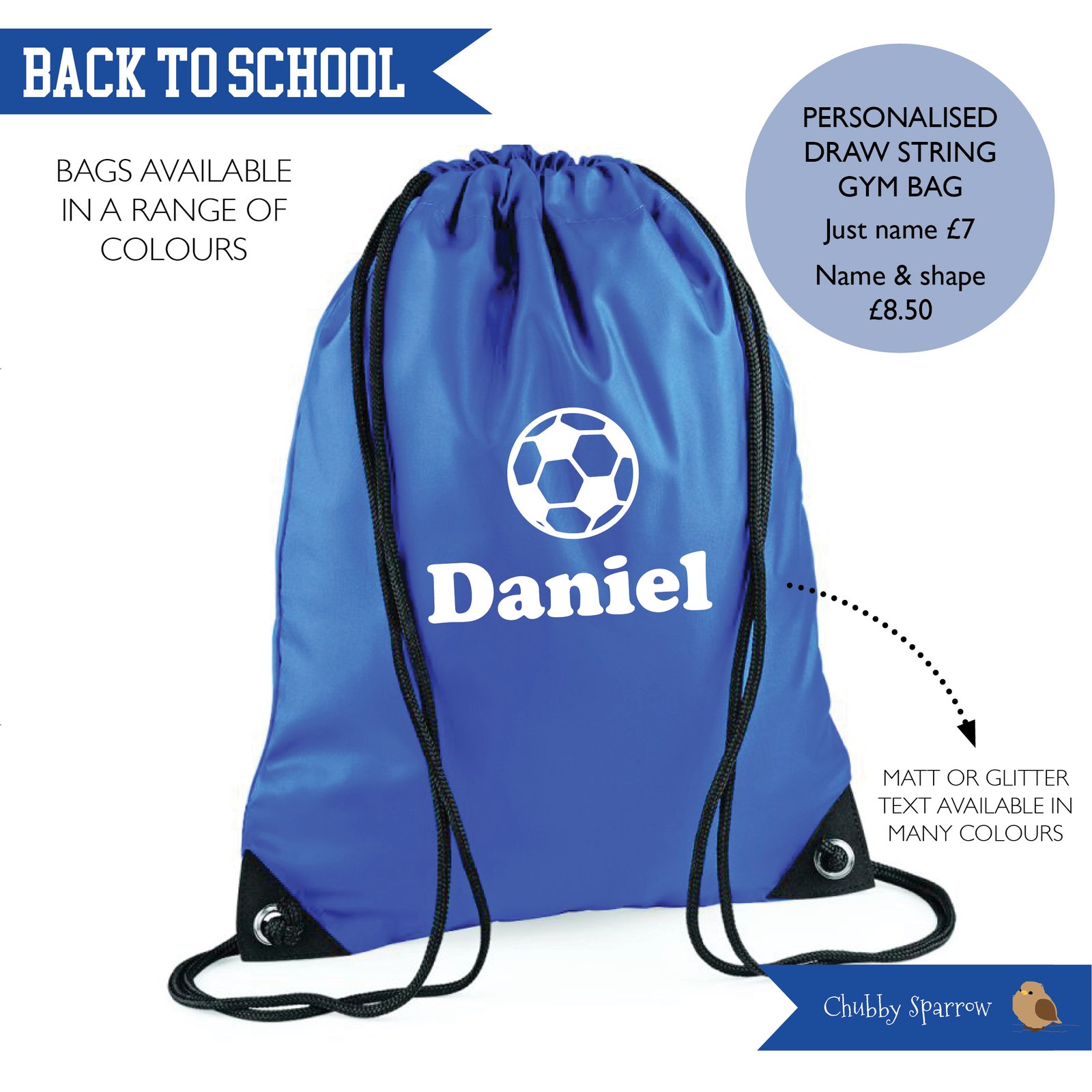 Personalised school shop pe bags